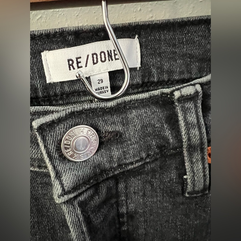 Re/done 90s High-Rise Ankle Crop Jeans in Stoned Noir Size 29 New - Picture 6 of 10